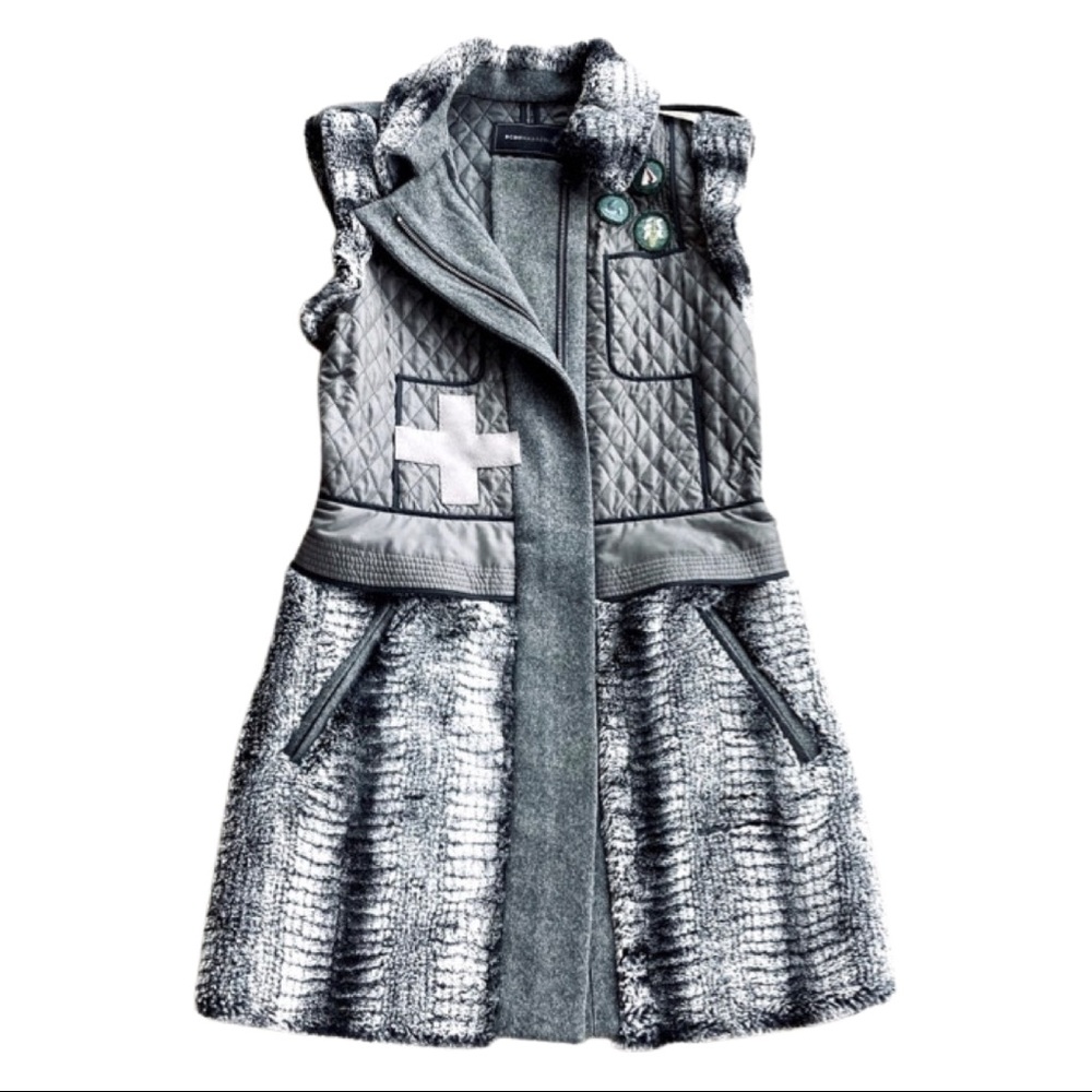 Long Quilted & Faux Fur Archer Swiss Army Vest